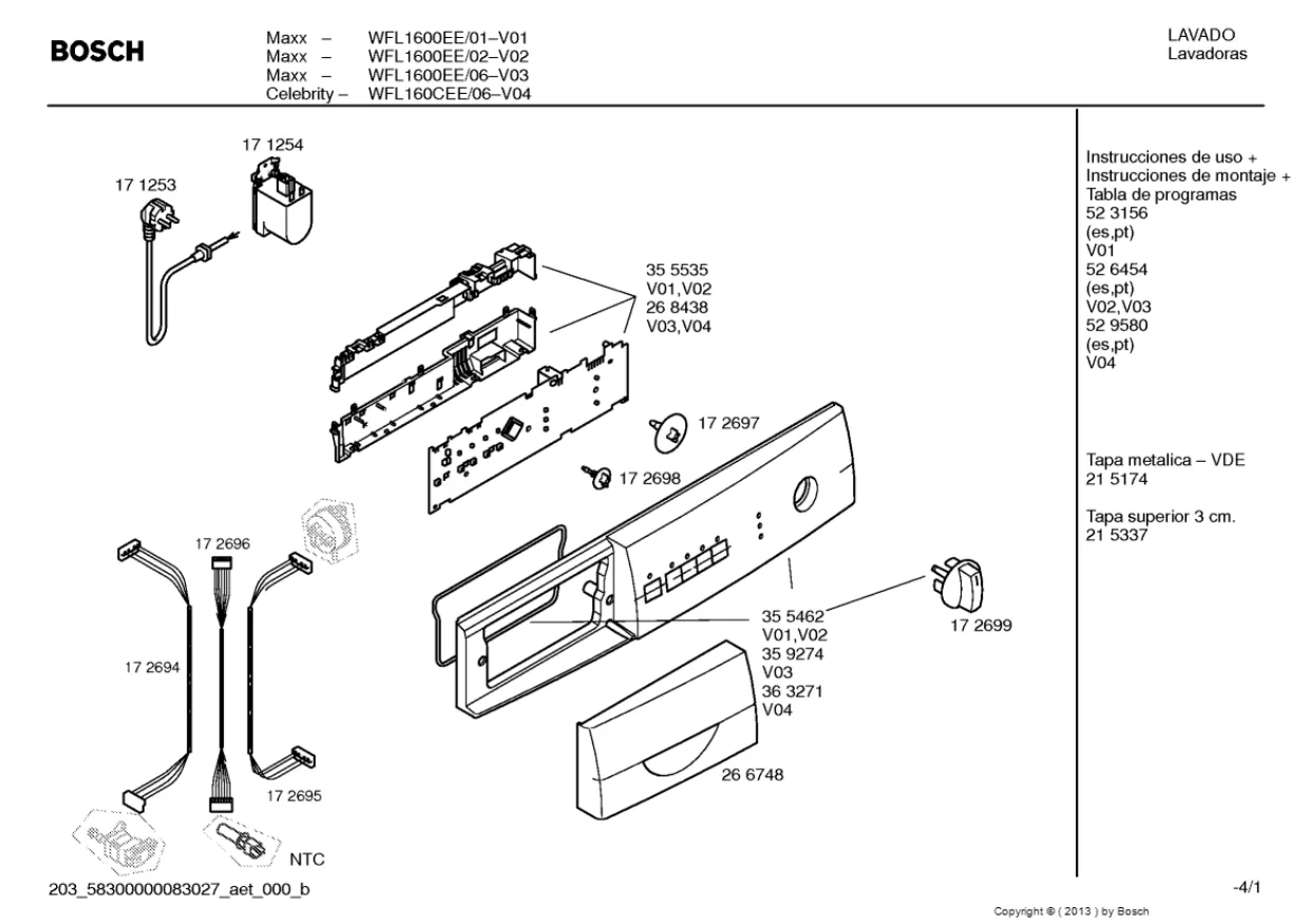 Первая страница инструкции Bosch WFL160CEE/06