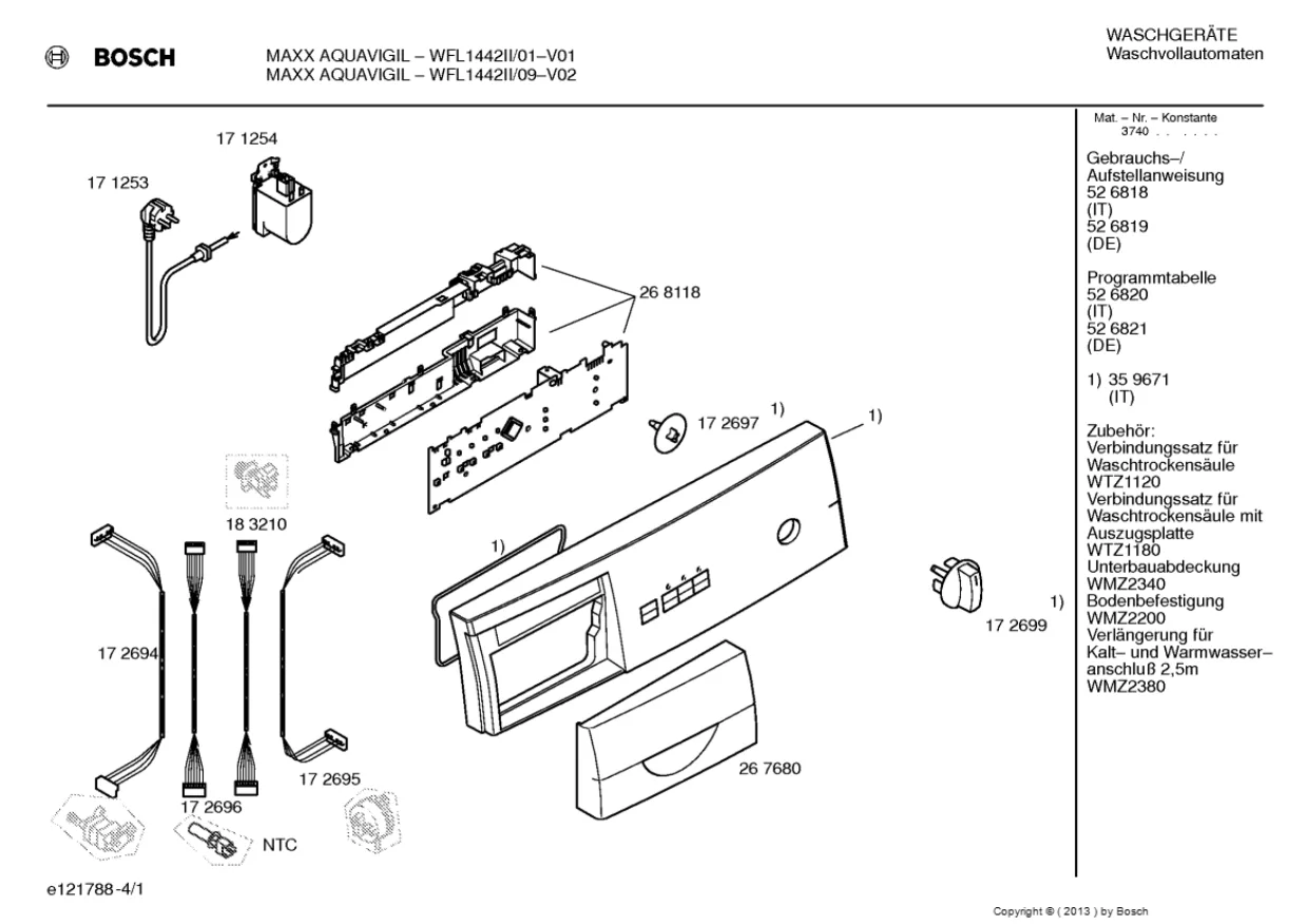 Первая страница инструкции Bosch WFL1442II/09
