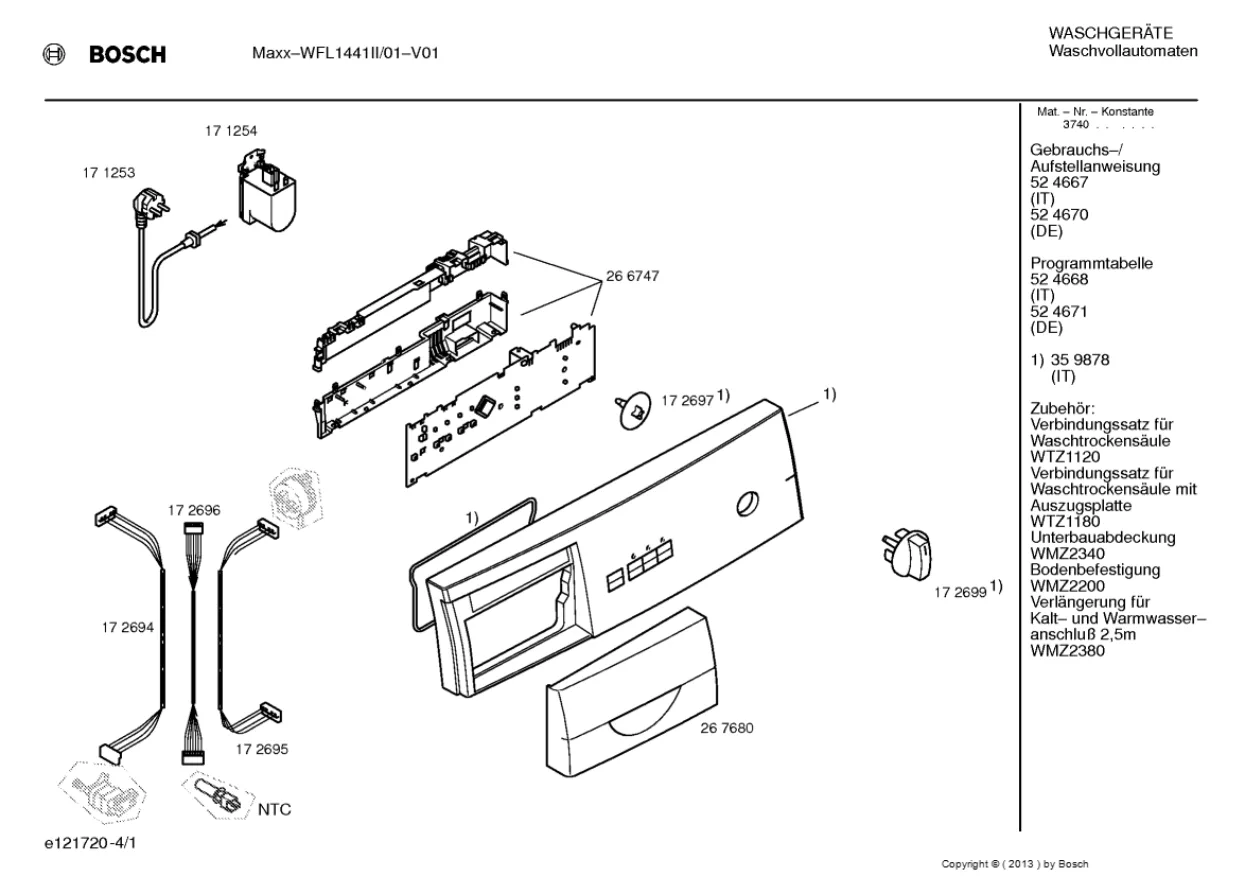 Первая страница инструкции Bosch WFL1441II/01
