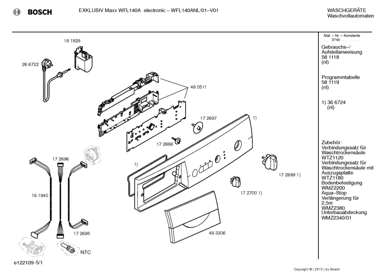 Первая страница инструкции Bosch WFL140ANL/01