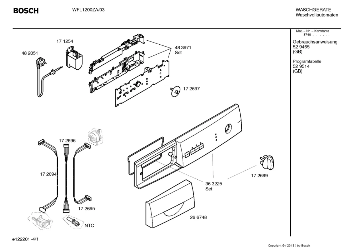 Первая страница инструкции Bosch WFL1200ZA/03