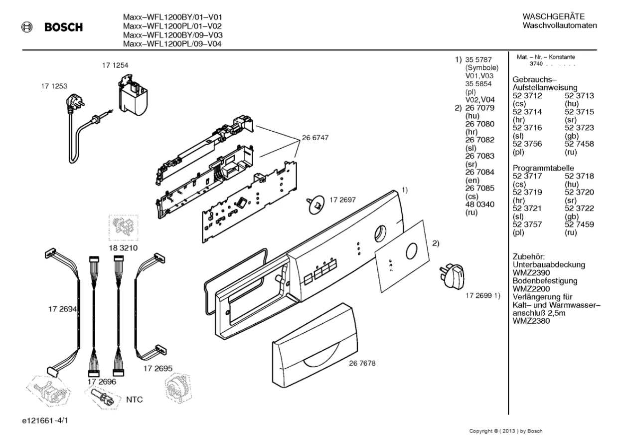 Первая страница инструкции Bosch WFL1200BY/01