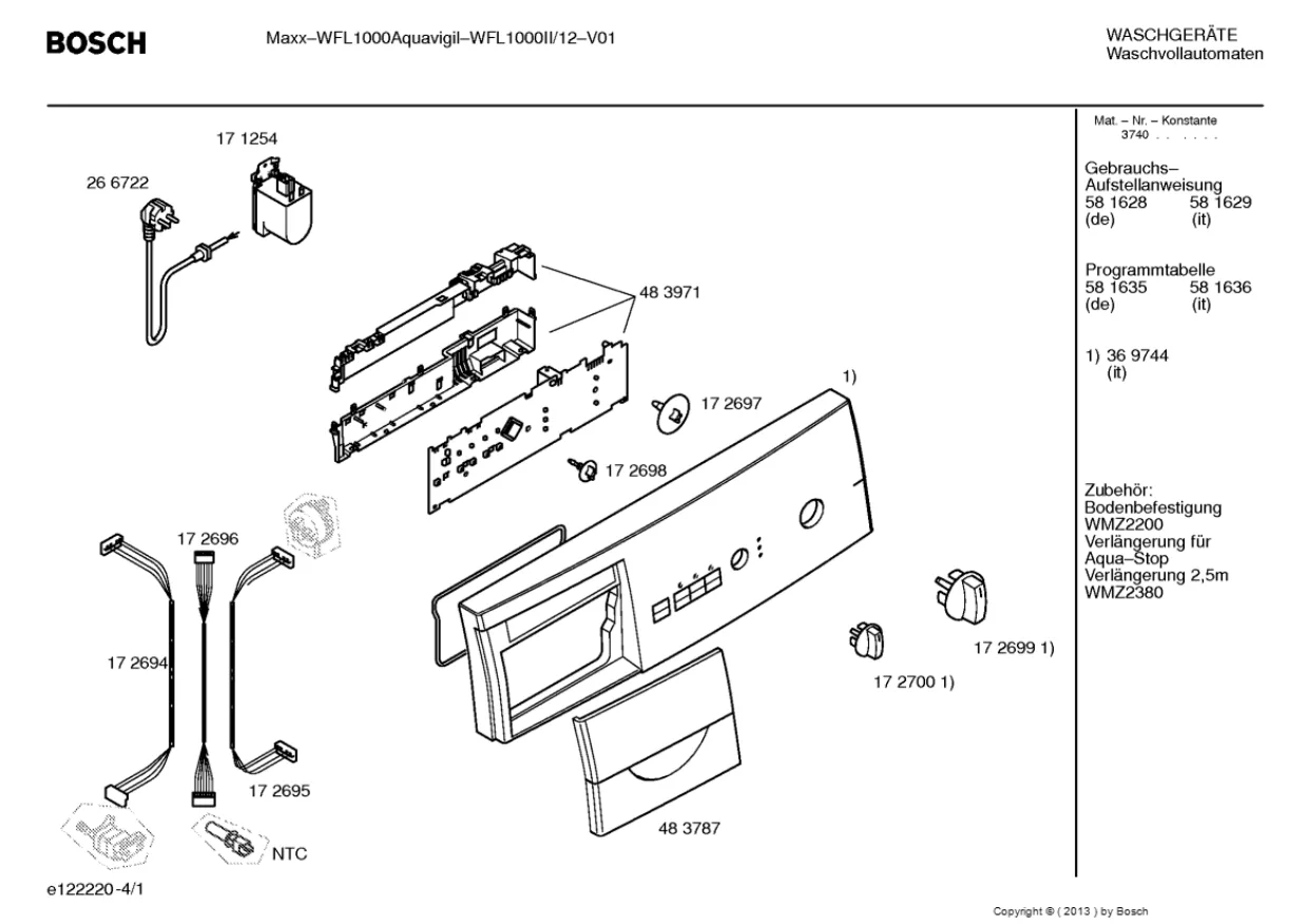 Первая страница инструкции Bosch WFL1000II/12