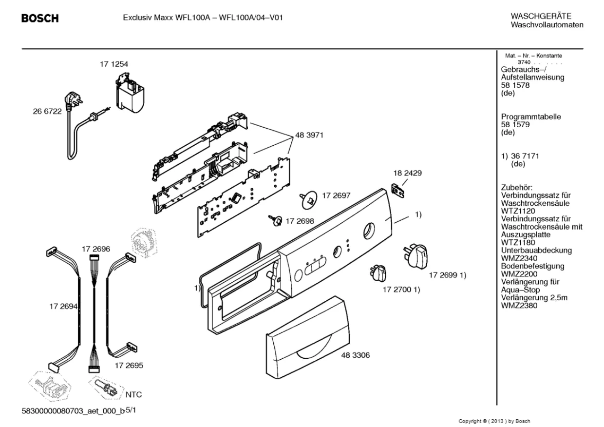 Первая страница инструкции Bosch WFL100A/04