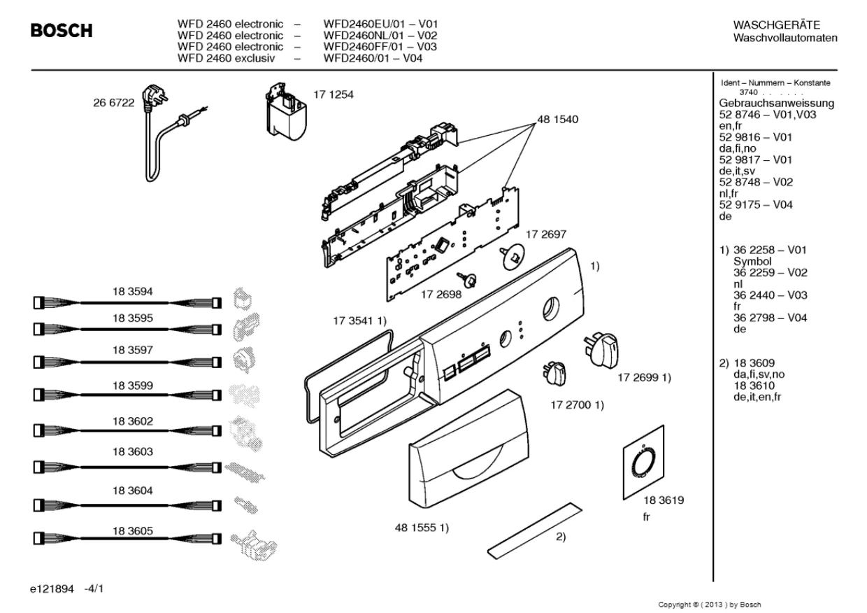 Первая страница инструкции Bosch WFD2460/01