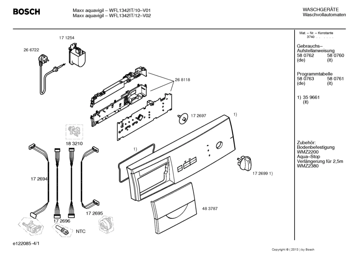 Первая страница инструкции Bosch WFL1342IT/12