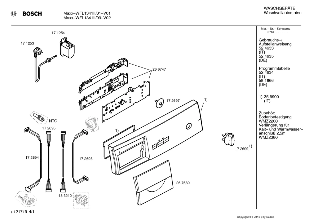 Первая страница инструкции Bosch WFL1341II/09