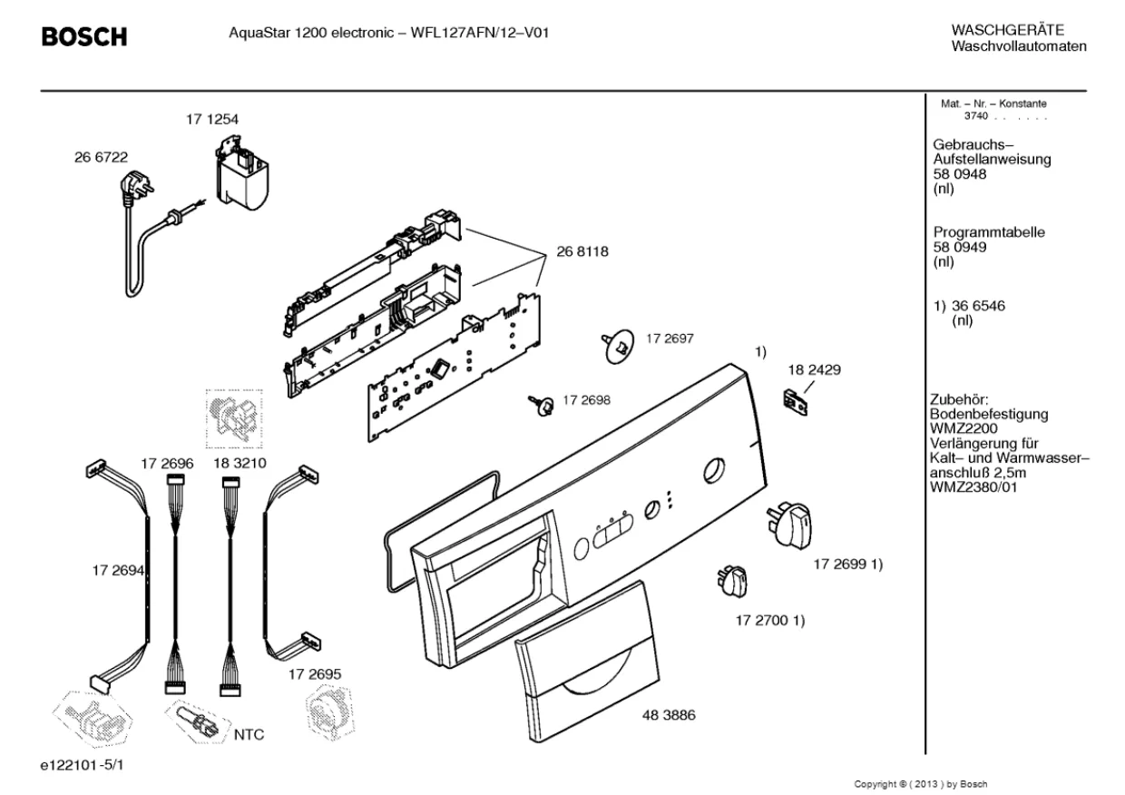 Первая страница инструкции Bosch WFL127AFN/12