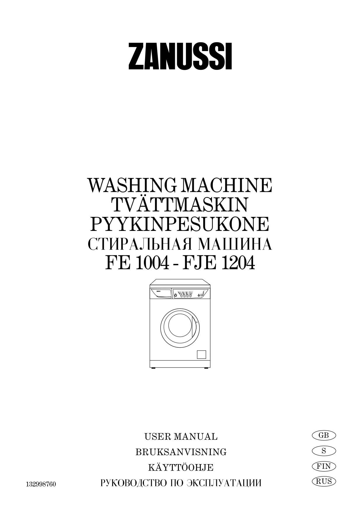 Первая страница инструкции Zanussi FE1004