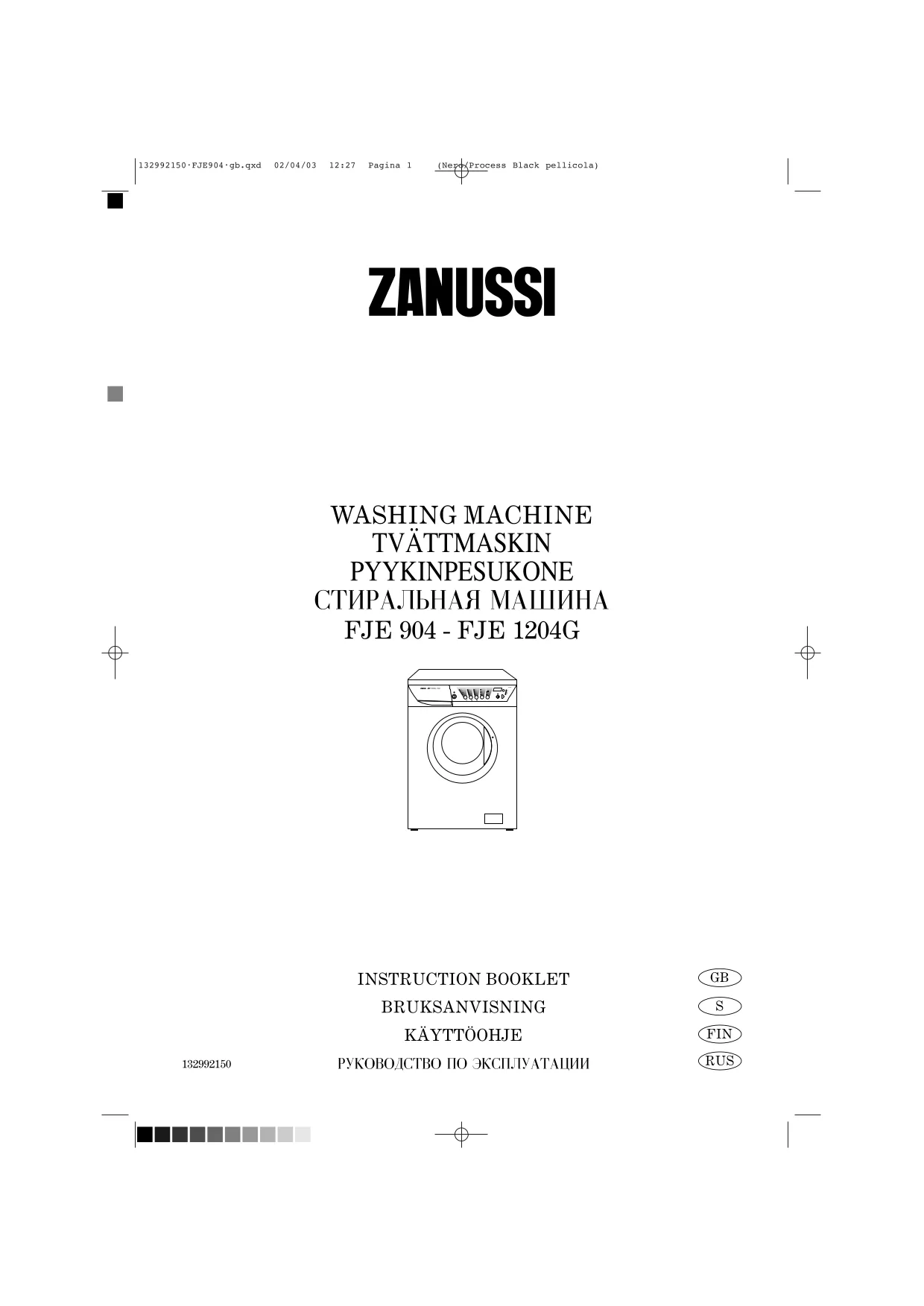 Первая страница инструкции Zanussi FJE904