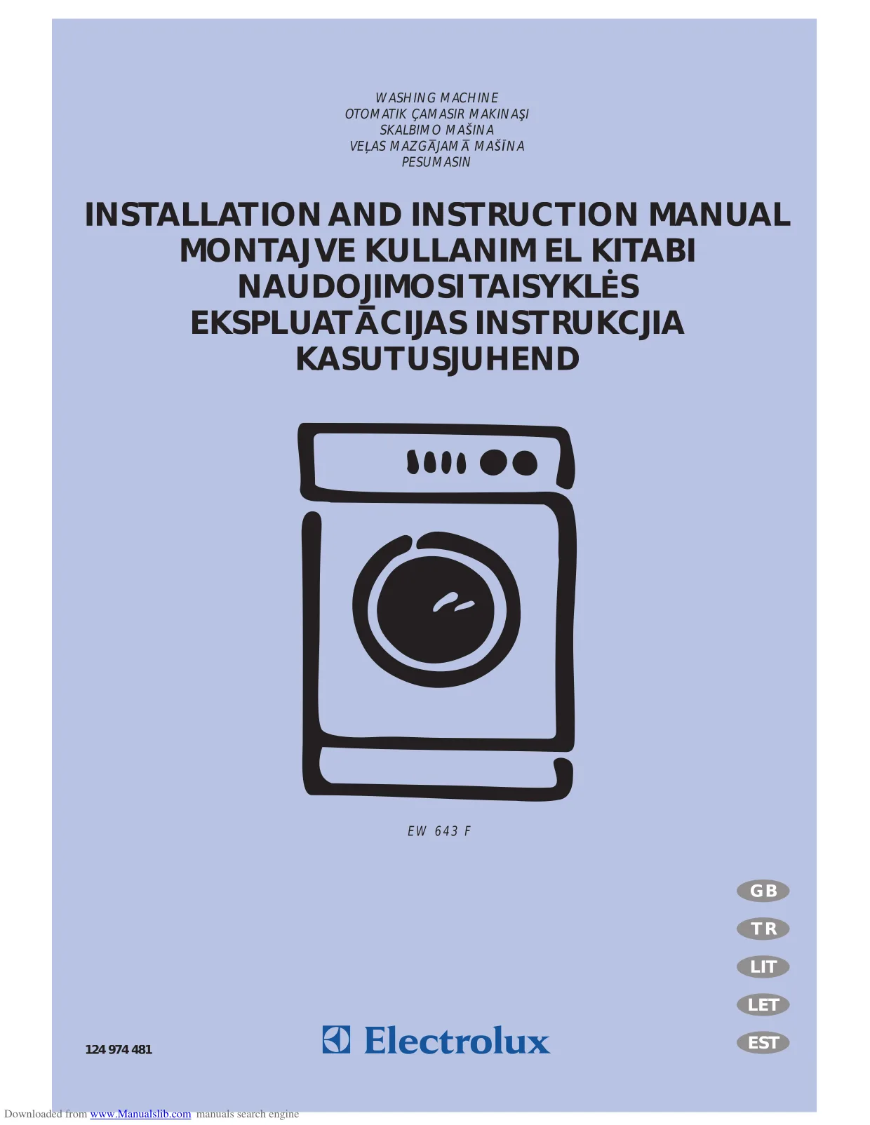 Первая страница инструкции Electrolux EW643F