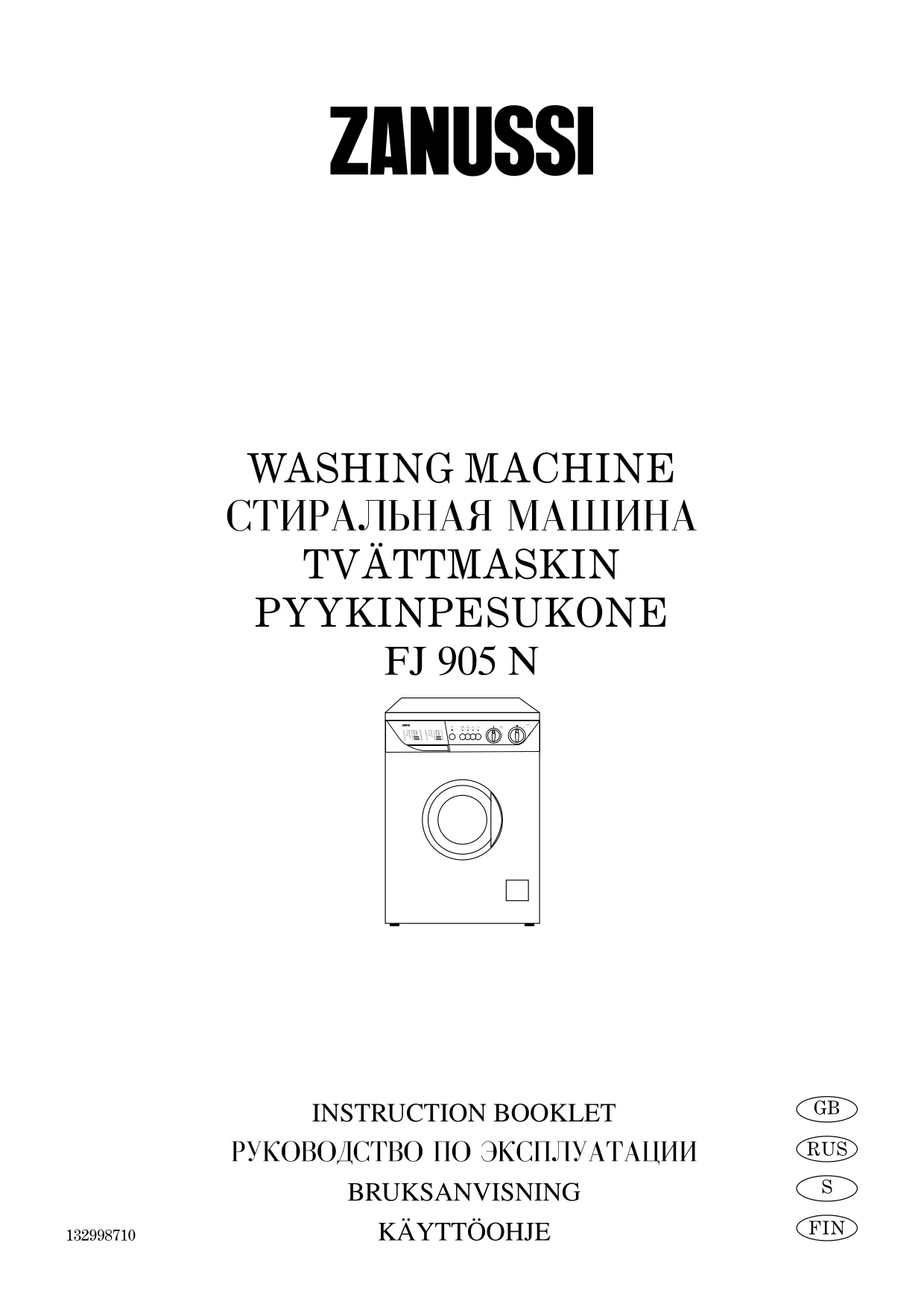 Первая страница инструкции Zanussi FJ905N