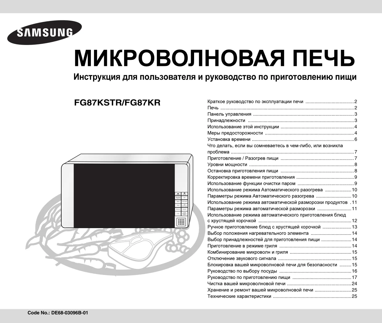Первая страница инструкции Samsung FG87KSTR